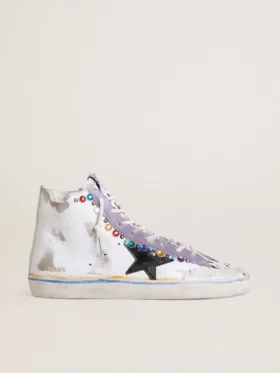 Damen-Sneaker «Francy Penstar LAB» mit schwarzem Lederstern und mehrfarbigen Nieten