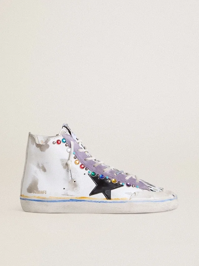 Damen-Sneaker «Francy Penstar LAB» mit schwarzem Lederstern und mehrfarbigen Nieten