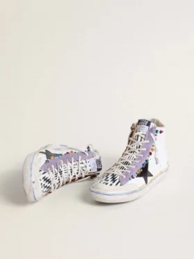 Damen-Sneaker «Francy Penstar LAB» mit schwarzem Lederstern und mehrfarbigen Nieten