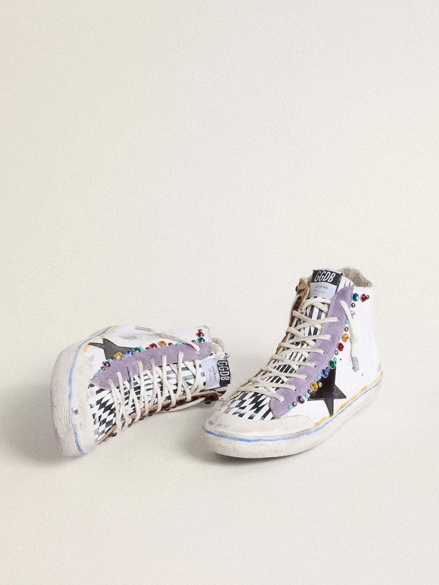 Damen-Sneaker «Francy Penstar LAB» mit schwarzem Lederstern und mehrfarbigen Nieten