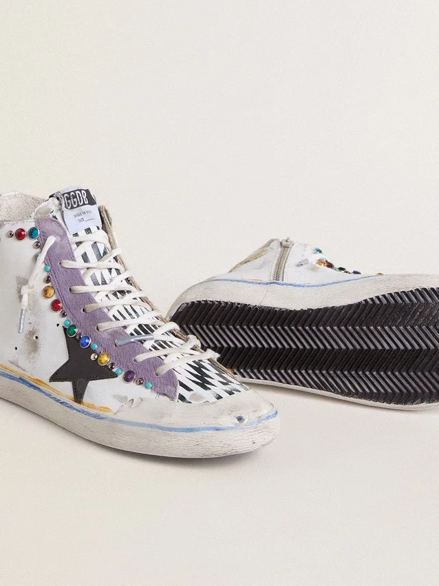 Damen-Sneaker «Francy Penstar LAB» mit schwarzem Lederstern und mehrfarbigen Nieten