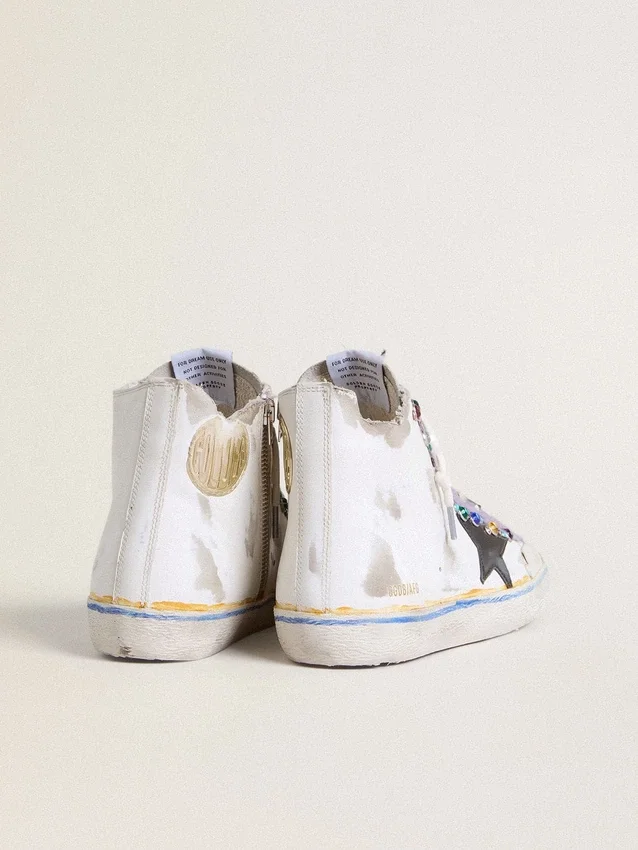 Damen-Sneaker «Francy Penstar LAB» mit schwarzem Lederstern und mehrfarbigen Nieten
