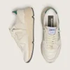 Damen-Sneaker mit Running Sole aus cremefarbenem Nylon und Leder mit grünem Lederstern