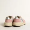 Damen-Sneaker «Running Sole» aus grauem Mesh und Wildleder mit silbernem Glitzerstern