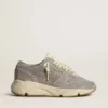 Damen-Sneaker «Running Sole» aus grauem Wildleder mit grauem Wildlederstern und Fersenlasche