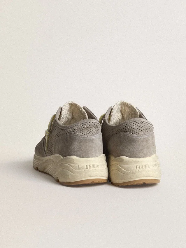 Damen-Sneaker «Running Sole» aus grauem Wildleder mit grauem Wildlederstern und Fersenlasche