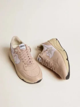 Damen-Sneaker «Running Sole» aus Mesh und Nubuk mit silbermetallischem Lederstern