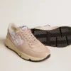 Damen-Sneaker «Running Sole» aus Mesh und Nubuk mit silbermetallischem Lederstern