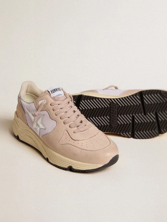 Damen-Sneaker «Running Sole» aus Mesh und Nubuk mit silbermetallischem Lederstern