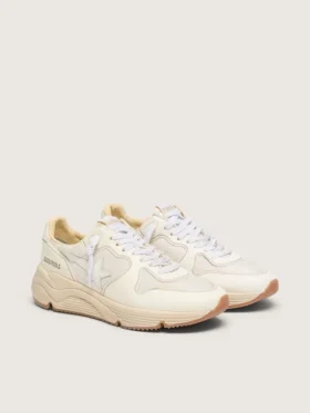 Damen-Sneaker «Running Sole» aus Mesh und weissem Nappa
