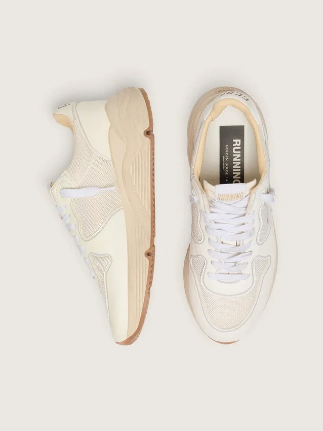 Damen-Sneaker «Running Sole» aus Mesh und weissem Nappa
