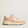 Damen-Sneaker «Running Sole» aus Mesh und Wildleder mit rosa Stern und silberner Fersenlasche