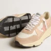 Damen-Sneaker «Running Sole» aus Mesh und Wildleder mit rosa Stern und silberner Fersenlasche