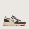 Damen-Sneaker «Running Sole» aus Nappa und braunem Wildleder mit einem Stern aus Swarovski-Kristallen