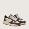 Damen-Sneaker «Running Sole» aus Nappa und braunem Wildleder mit einem Stern aus Swarovski-Kristallen