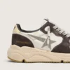 Damen-Sneaker «Running Sole» aus Nappa und braunem Wildleder mit einem Stern aus Swarovski-Kristallen