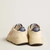 Damen-Sneaker «Running Sole» aus Nappaleder mit rosa Lederstern und blauer Lederlasche an der Ferse