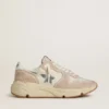 Damen-Sneaker «Running Sole» aus Nylon und Wildleder mit silbernem aufgedrucktem Stern und Lederlasche an der Ferse