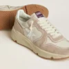 Damen-Sneaker «Running Sole» aus Nylon und Wildleder mit silbernem aufgedrucktem Stern und Lederlasche an der Ferse