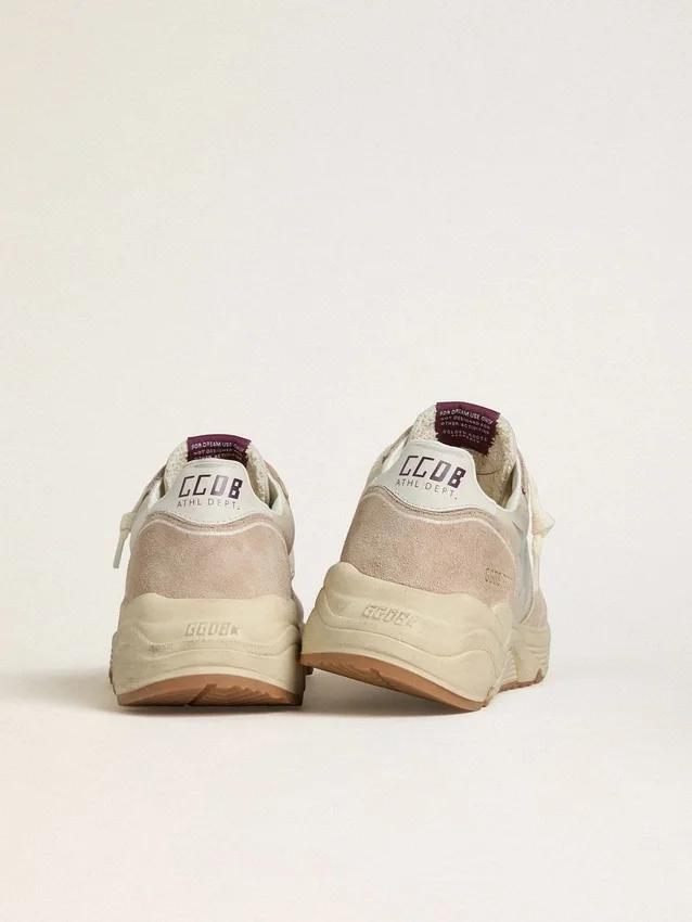 Damen-Sneaker «Running Sole» aus Nylon und Wildleder mit silbernem aufgedrucktem Stern und Lederlasche an der Ferse