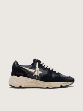 Damen-Sneaker «Running Sole» aus schwarzem Nappa und Wildleder