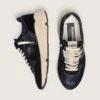 Damen-Sneaker «Running Sole» aus schwarzem Nappa und Wildleder