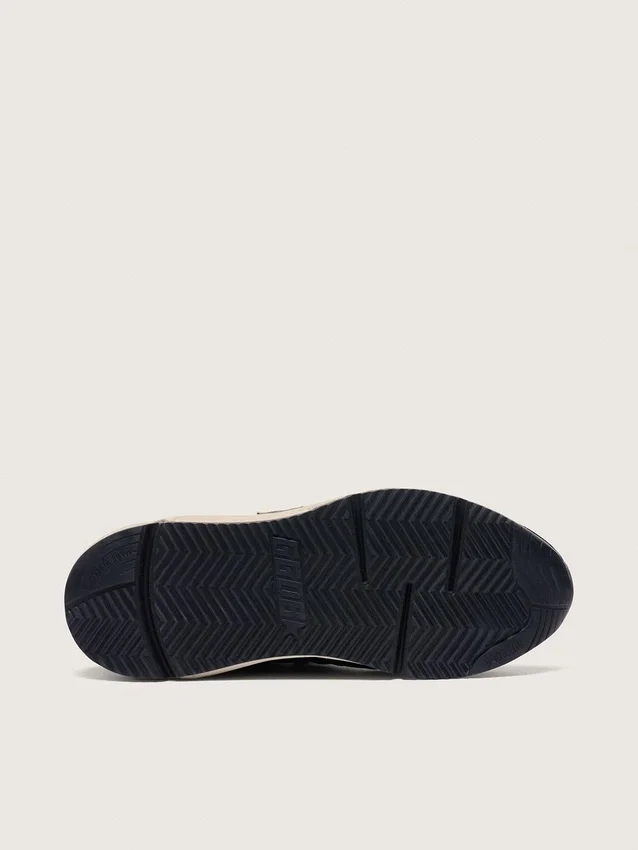 Damen-Sneaker «Running Sole» aus schwarzem Nappa und Wildleder