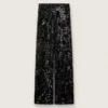 Damen-Tüllhose mit Blumenstickerei aus schwarzen Pailletten