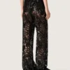 Damen-Tüllhose mit Blumenstickerei aus schwarzen Pailletten
