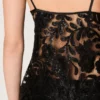 Damen-Top aus schwarzem Tüll mit Blumenmuster aus schwarzen Pailletten