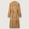 Damen-Trenchcoat mit Gürtel aus sandfarbenem Wildleder