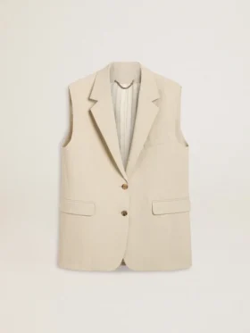 Damen-Weste aus Wollmischung in Khaki