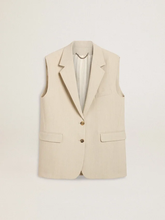 Damen-Weste aus Wollmischung in Khaki