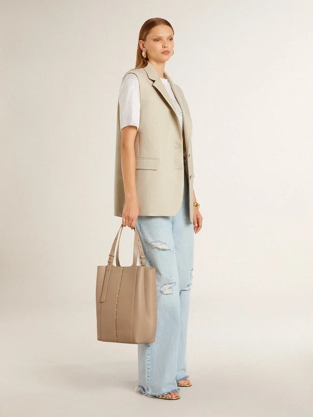 Damen-Weste aus Wollmischung in Khaki