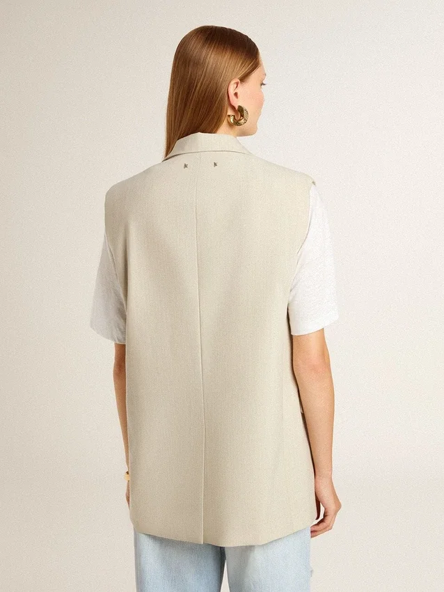 Damen-Weste aus Wollmischung in Khaki