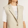 Damen-Weste aus Wollmischung in Khaki