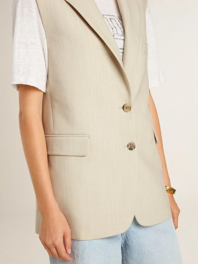 Damen-Weste aus Wollmischung in Khaki