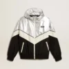 Damen-Windjacke aus silber-schwarzem Funktionsstoff