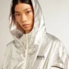 Damen-Windjacke aus silber-schwarzem Funktionsstoff