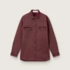 Damenhemd aus burgunderrotem Denim