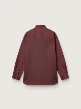 Damenhemd aus burgunderrotem Denim