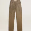 Damenhose aus Baumwolle in Khaki mit Swarovski-Effekt in Farbverlauf