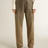 Damenhose aus Baumwolle in Khaki mit Swarovski-Effekt in Farbverlauf