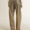 Damenhose aus Baumwolle in Khaki mit Swarovski-Effekt in Farbverlauf