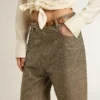 Damenhose aus Baumwolle in Khaki mit Swarovski-Effekt in Farbverlauf