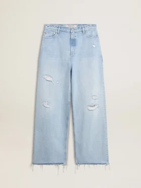 Damenhose aus Denim im Used-Look
