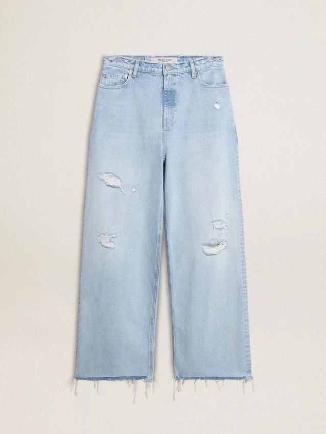 Damenhose aus Denim im Used-Look