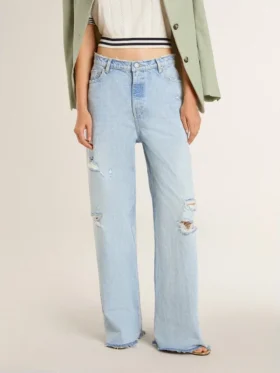 Damenhose aus Denim im Used-Look