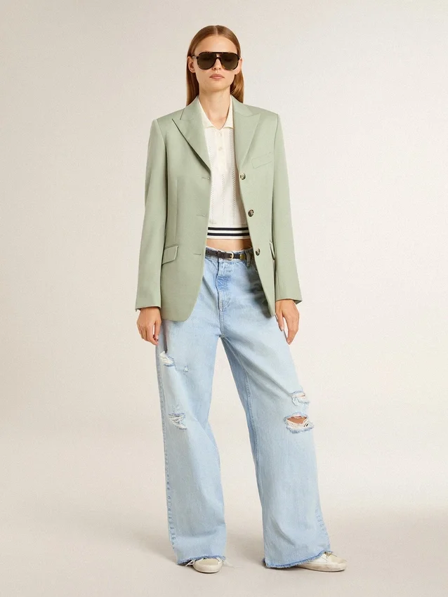 Damenhose aus Denim im Used-Look