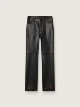 Damenhose aus dunkelburgunderrotem Nappaleder mit Vintage-Optik
